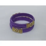 Women's Plastic Silk Thread Bangles (Light Violet, Size: 2.4) - Image 2
