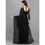 Women's Net Self Design Saree With Unstitched Blouse 5.5Mtr (Black) - Image 2