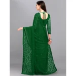 Women's Net Self Design Saree With Unstitched Blouse 5.5Mtr (Green) - Image 2