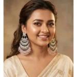 Women's Zinc Alloy Gold Plated Chandbali Earrings (Multicolor)