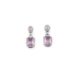 Women's Brass Silver Plated Drop Earrings (Pink) - Image 4