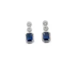 Women's Brass Silver Plated Drop Earrings (Blue) - Image 4