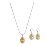 Women's Brass Silver Plated Pendant Set (Yellow) - Image 4