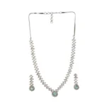 Women's Brass Silver Plated Necklace set (Turquoise) - Image 4