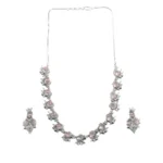 Women's Brass Silver Plated Necklace set (Pink) - Image 3