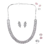 Women's Brass Silver Plated Necklace set (Silver) - Image 3