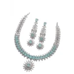 Women's Brass Silver Plated Necklace set (Turquoise) - Image 4