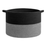 Cotton Pack Of_1 16x14 Inch Storage Basket For Clothes With Out Lid (Black-Black-Kidi) - Image 2