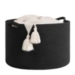 Cotton Basket 14x12 Inch Storage Basket For Clothes With Out Lid (Black) - Image 2