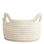 Cotton Pack Of_1 Cat Basket 8x4 Inch Storage Basket For Clothes (White) - Image 2
