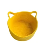 Cotton Pack Of_1 Plain Cat Basket 9x5 Inch (Yellow) - Image 4