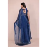 Women's Jimmy choo Embellished Bollywood Saree With Unstitched Blouse 5.5Mtr (Blue) - Image 2