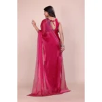 Women's Jimmy choo Embellished Bollywood Saree With Unstitched Blouse 5.5Mtr (Red) - Image 2