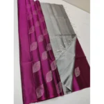 Women's Litchi silk Printed Saree With Unstitched Blouse (Pink)