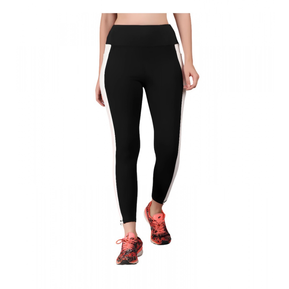 BSB259-TYYYGT-Blkwht-Main-1000x1000-1.webp Women's Polyester Solid Ankle length High Waisted Tights (Black) - Image 1