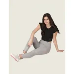 Women's Polyester Solid Ankle length High Waisted Tights (Grey) - Image 3