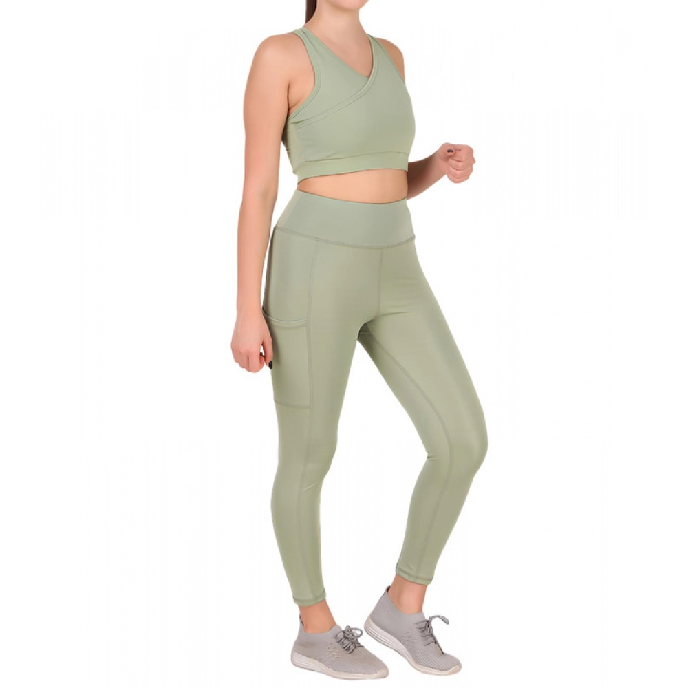 BSB259-TYYYGT-Psta-Main-1000x1000-1.webp Women's Polyester Solid Ankle length High Waisted Tights (Sea Green) - Image 1