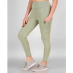 Women's Polyester Solid Ankle length High Waisted Tights (Sea Green) - Image 3