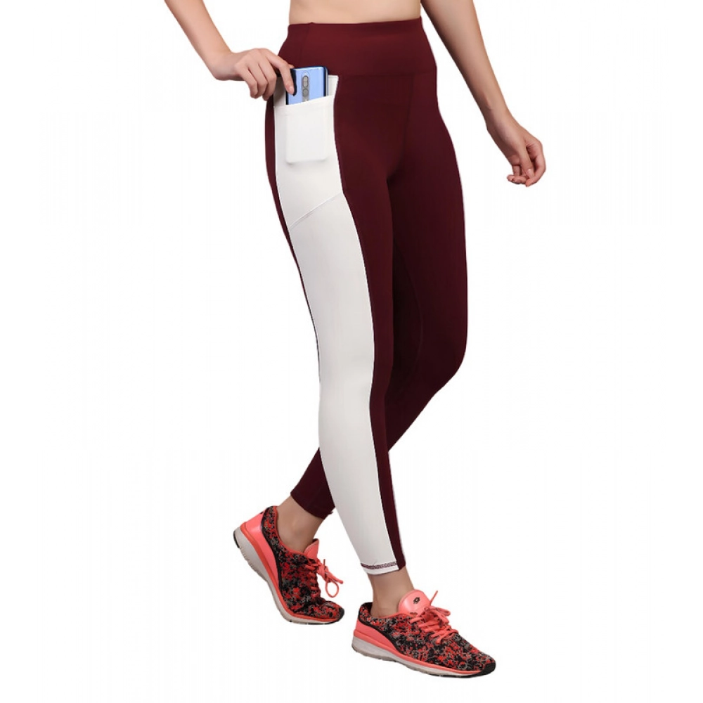 BSB259-TYYYGT-Wne-Main-1000x1000-1.webp Women's Polyester Solid Ankle length High Waisted Tights (Maroon) - Image 1