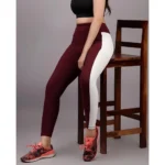 Women's Polyester Solid Ankle length High Waisted Tights (Maroon) - Image 4