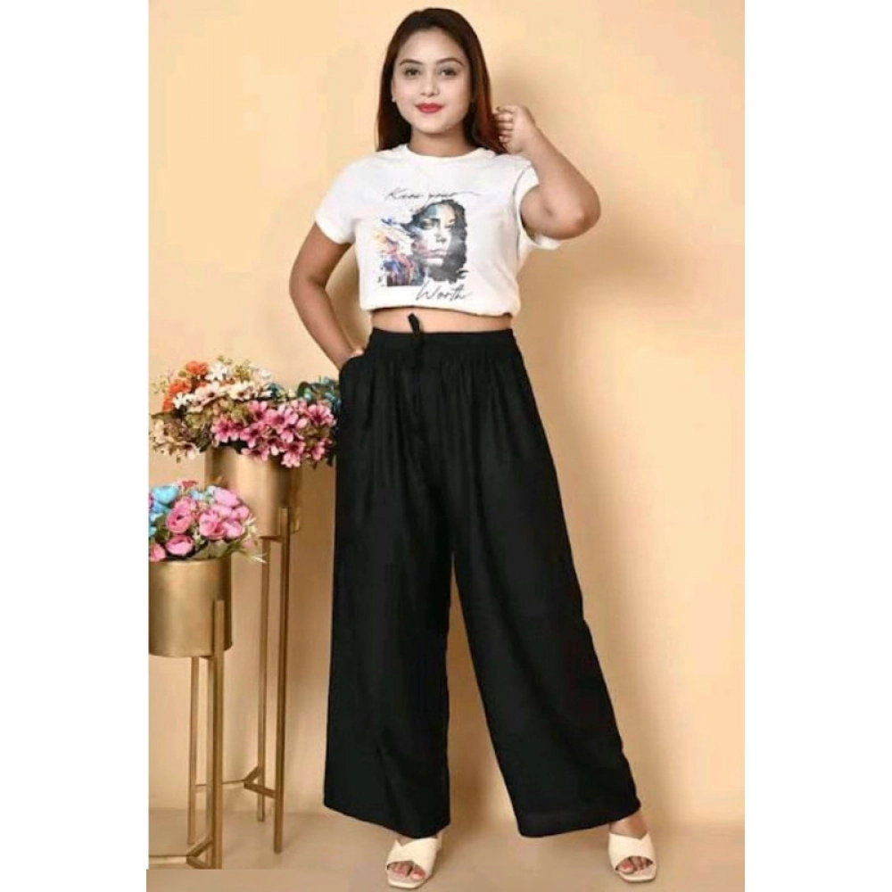 BSB261-WB1002-Main-1000x1000-1.webp Women's Casual Rayon Solid Ankle Length Palazzo (Black, Free Size) - Image 1