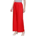 Women's Casual Rayon Solid Ankle Length Palazzo (Red, Free Size) - Image 2