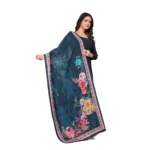 Women's chanderi silk  Printed Dupatta (Navy Blue, Length: 2 Mtr) - Image 3