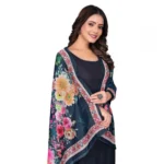 Women's chanderi silk  Printed Dupatta (Navy Blue, Length: 2 Mtr) - Image 2