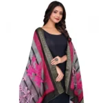 Women's chanderi silk  Printed Dupatta (Black, Length: 2 Mtr) - Image 2