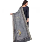 Women's chanderi silk  Printed Dupatta (Gray, Length: 2 Mtr) - Image 5