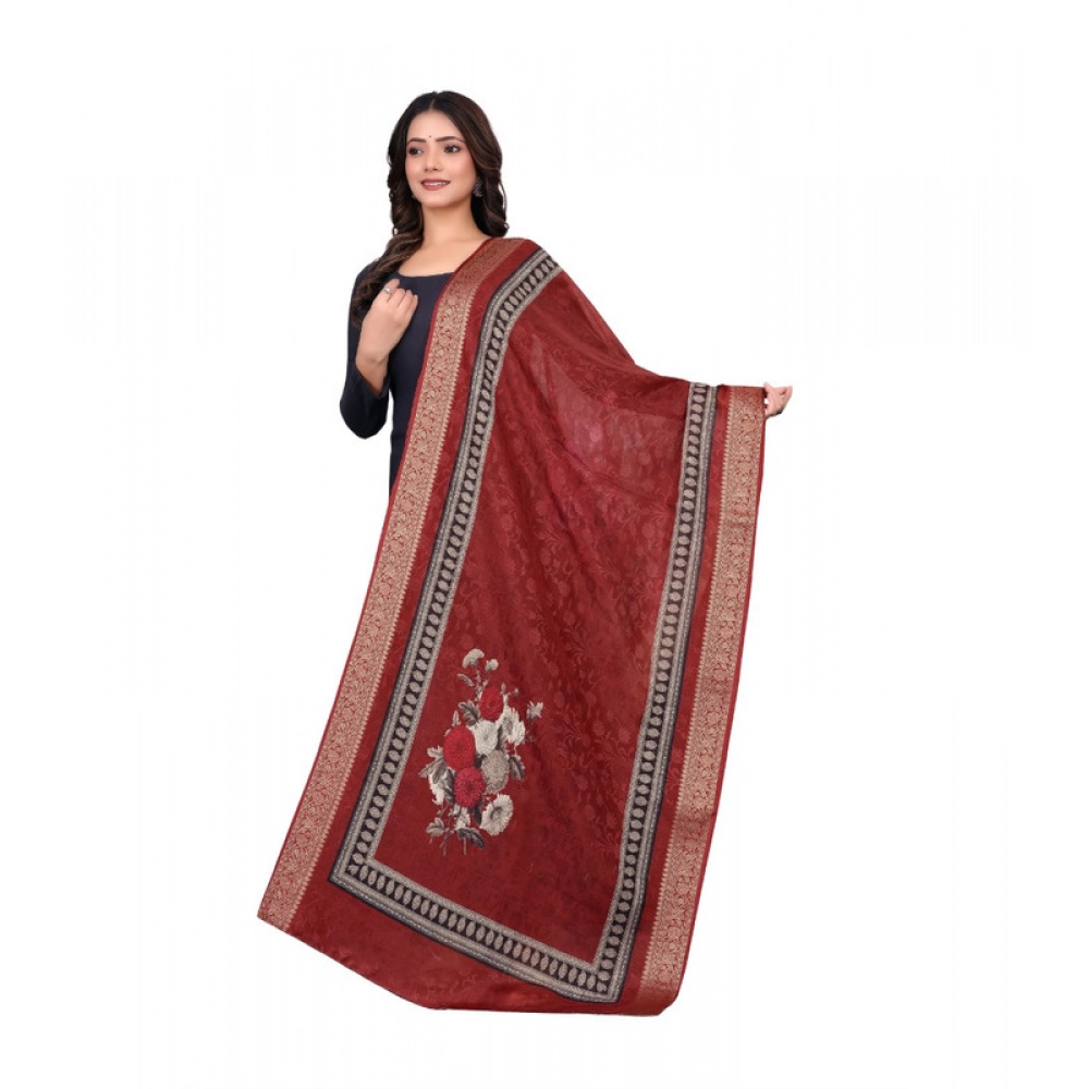 BSB2631008-Main-1000x1000-1.webp Women's chanderi silk Printed Dupatta (Maroon, Length: 2 Mtr) - Image 1