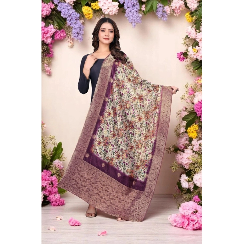BSB2631015-Main-1000x1000-1.webp Women's chanderi silk Printed Dupatta (Magenta, Length: 2 Mtr) - Image 1
