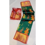 Women's Digital Dolla Silk Printed Saree With Unstitched Blouse 5.5Mtr (Green)