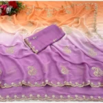 Women's Digital Printed  Geogette Saree With Unstitched Blouse (Wine, 5-6 Mtrs) - Image 2