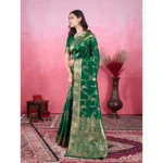 Women's Banarasi Silk Printed Saree With Unstitched Blouse 5.5Mtr (Green) - Image 4