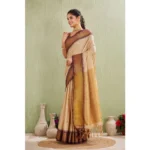 Women's Silk Blended Jaquard Woven Saree With Unstitched Blouse 5.5Mtr (Beige) - Image 5