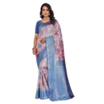 Women's Banarasi Silk Jaquard Woven Saree With Unstitched Blouse 5.5Mtr (Pink) - Image 2