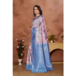 Women's Banarasi Silk Jaquard Woven Saree With Unstitched Blouse 5.5Mtr (Pink) - Image 5