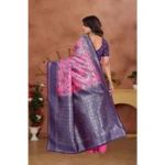 Women's Banarasi Silk Jaquard Woven Saree With Unstitched Blouse 5.5Mtr (Pink) - Image 3