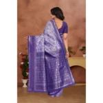 Women's Banarasi Silk Jaquard Woven Saree With Unstitched Blouse 5.5Mtr (Purple) - Image 3