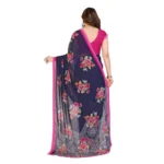 Women's Georgette Printed Saree With Unstitched Blouse 5.5Mtr (Blue) - Image 3
