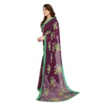 Women's Georgette Printed Saree With Unstitched Blouse 5.5Mtr (Maroon) - Image 4