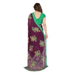 Women's Georgette Printed Saree With Unstitched Blouse 5.5Mtr (Maroon) - Image 3
