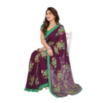 Women's Georgette Printed Saree With Unstitched Blouse 5.5Mtr (Maroon) - Image 2