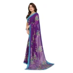 Women's Georgette Printed Saree With Unstitched Blouse 5.5Mtr (Purple) - Image 4