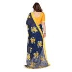 Women's Georgette Printed Saree With Unstitched Blouse 5.5Mtr (Blue) - Image 3