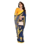 Women's Georgette Printed Saree With Unstitched Blouse 5.5Mtr (Blue) - Image 2