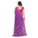 Women's Georgette Printed Saree With Unstitched Blouse 5.5Mtr (Purple) - Image 3