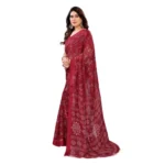 Women's Georgette Printed Saree With Unstitched Blouse 5.5Mtr (Red) - Image 4