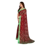 Women's Georgette Printed Saree With Unstitched Blouse 5.5Mtr (Red) - Image 4